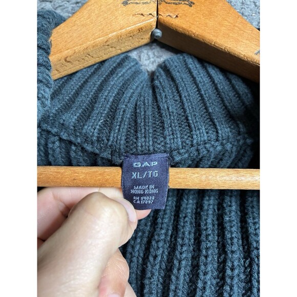 Vintage 90's GAP Green Ribbed Full Zip Cardigan Sweater Size XL 100% Cotton - Picture 3 of 9